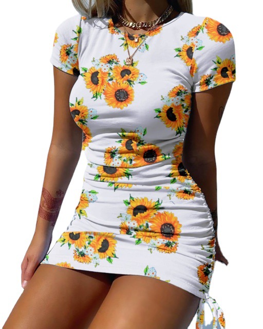 Wholesale New Summer Party Dresses Womens Solid Bodycon Stretch Mini Dress Slim Casual Dresses Women