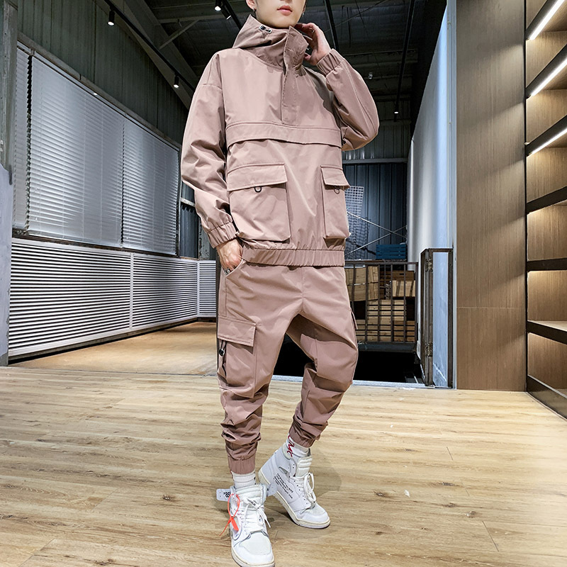 2023 Men High Quality Custom Logo Blank 2 Piece Sweat Suit Sweat Track Suit Hood Tracksuit Zipper Jogger Set