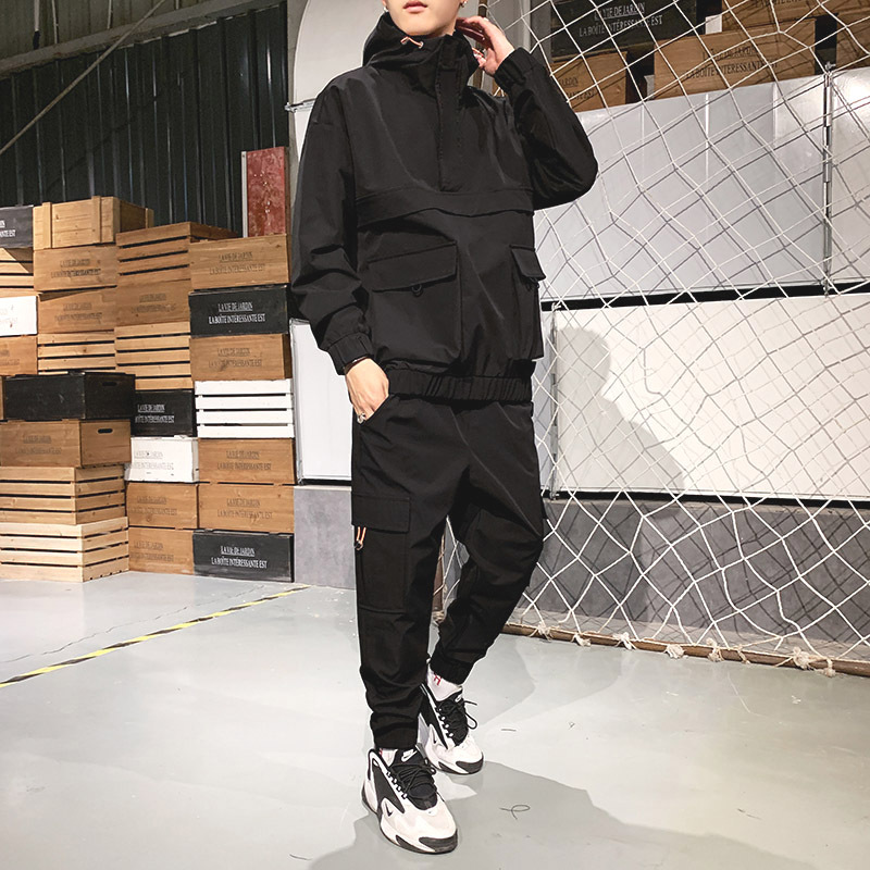2023 Men High Quality Custom Logo Blank 2 Piece Sweat Suit Sweat Track Suit Hood Tracksuit Zipper Jogger Set