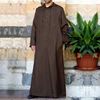 Men's Arabian Style Simple Long Design Hooded Shirts Male Casual Long-sleeved Muslim Robe Shirt Blouse
