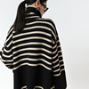 Striped Turtleneck Sweater Women's 2022 New Spring And Autumn Loose Design Niche Knitted Sweater Pullover Coat