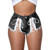 New Denim Shorts For Women Sexy Casual High Waist Pocket Ruffle Hem Wide Leg Shorts Female
