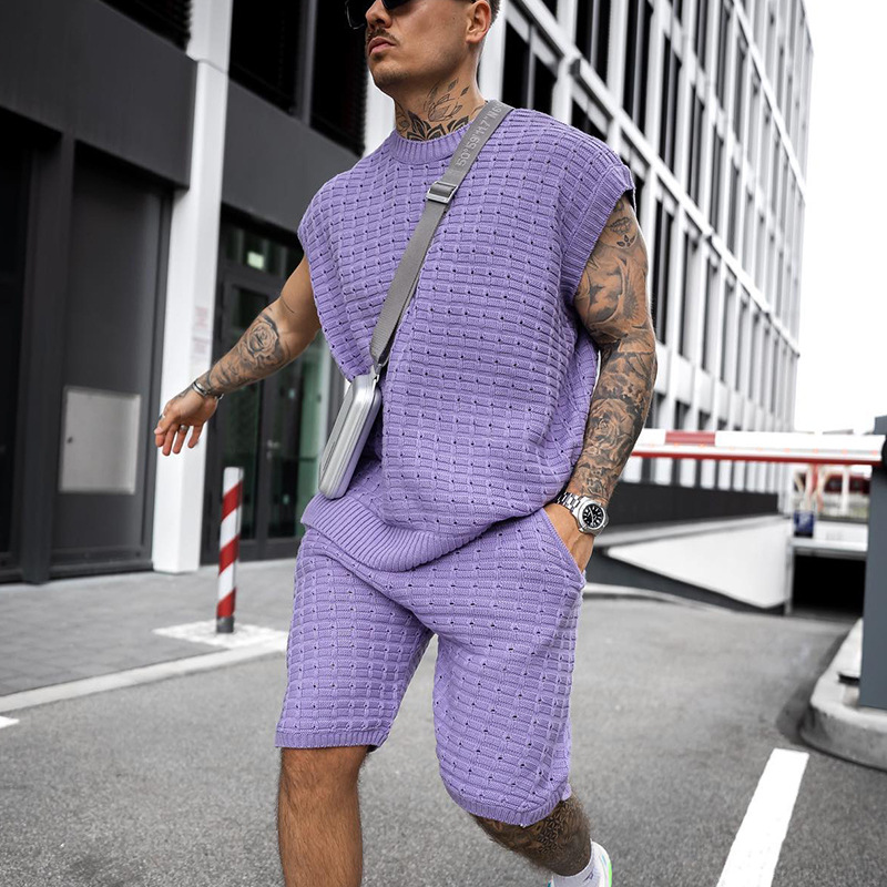 2023 Best Selling Men Clothing Lounge Wear Men Loose Short Sleeve Shirt Shorts Tracksuit Two Piece Set