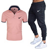 New Summer Men's Casual Sports Set Fashion Brand Graphic Print Polo Short Sleeve POLO Shirt+Pants Men's Set
