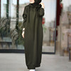2023 Women's Sweatshirt Dress 2022 Stylish Hoodies Long Sleeve Maxi Dress Female Casual Solid Hooded Muslim Vestidos Robe
