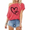 Women Shirts New Fashion Heart Print Buttons Short Sleeve Sexy Loose Blouse T Shirt