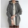 2023 Women's Autumn Winter Streetwear Zip Up Long Oversized Fleece Hoodie