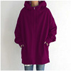 2023 Women's Autumn Winter Streetwear Zip Up Long Oversized Fleece Hoodie