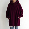 2023 Women's Autumn Winter Streetwear Zip Up Long Oversized Fleece Hoodie