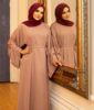 2023 Abaya Dubai Turkey Solid Color Simple Modest Kaftan Islamic Abaya Muslim Woman Long Sleeve Evening Dresses