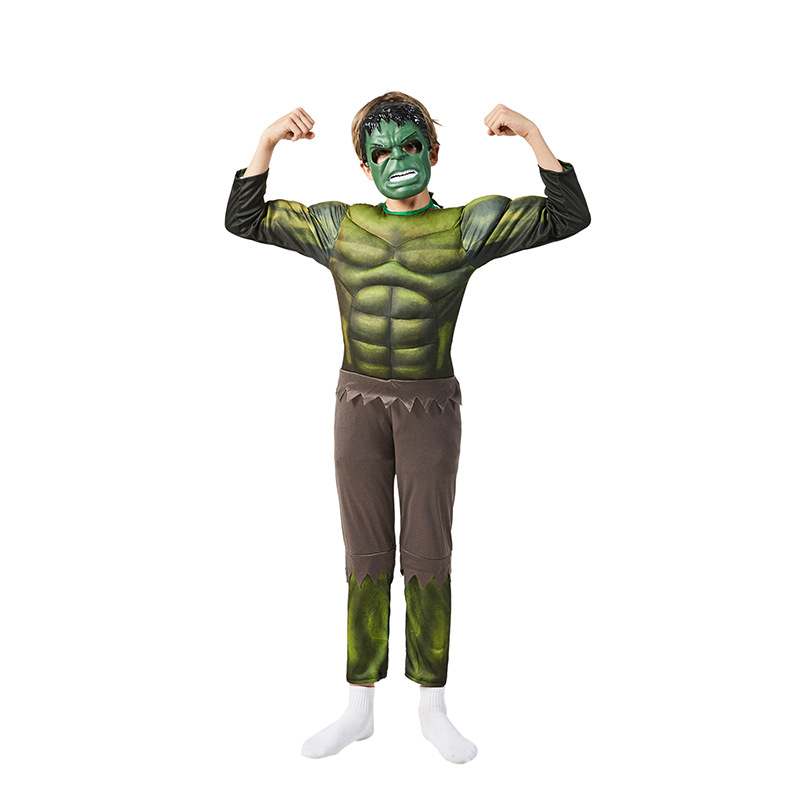 Halloween Festival Party Movie Comic Character Green Bodysuit Kids Superhero Cosplay Costume