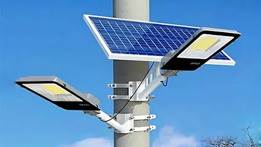 Solar street light airplane head square high power LED waterproof lighting with pole