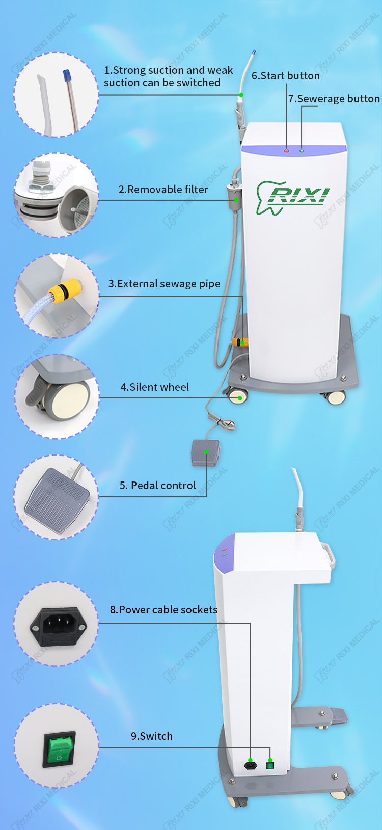 mobile dental suction unit