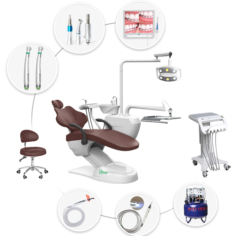 Conjunto completo de cadeira odontológica com carrinho móvel