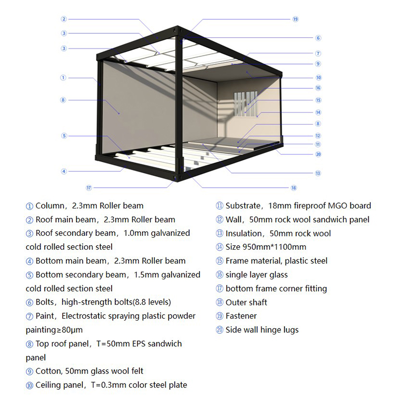 Fast Build 20ft modulært sammenleggbart containerhus
