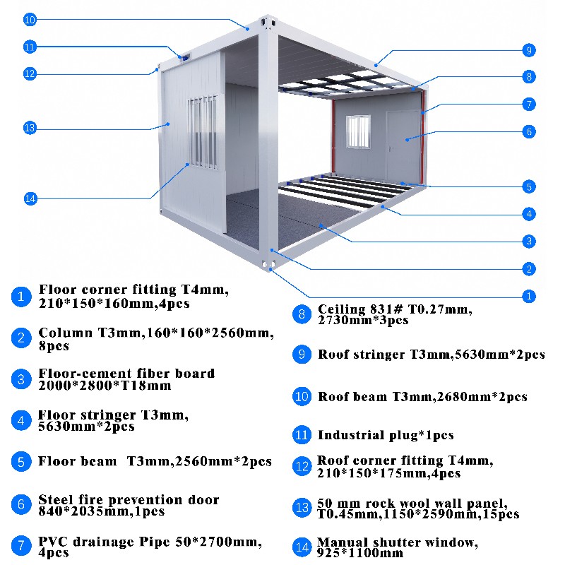 Rumah Bekas Bolt Prefab Keluli Mudah Alih Mewah