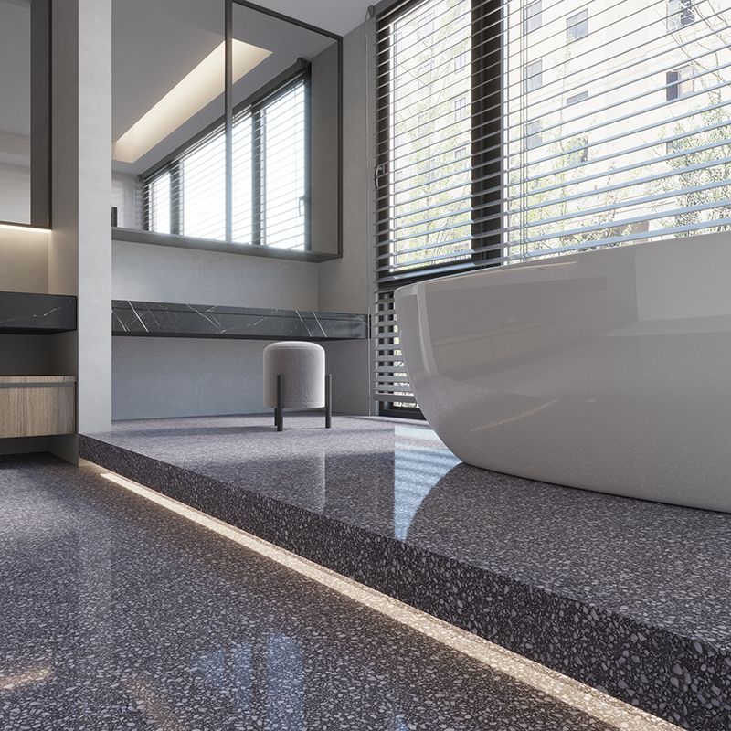 Italiensk grå cement uorganisk terrazzo stor plade