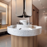 Alpine Terrazzo White Stone lapok lábfalhoz