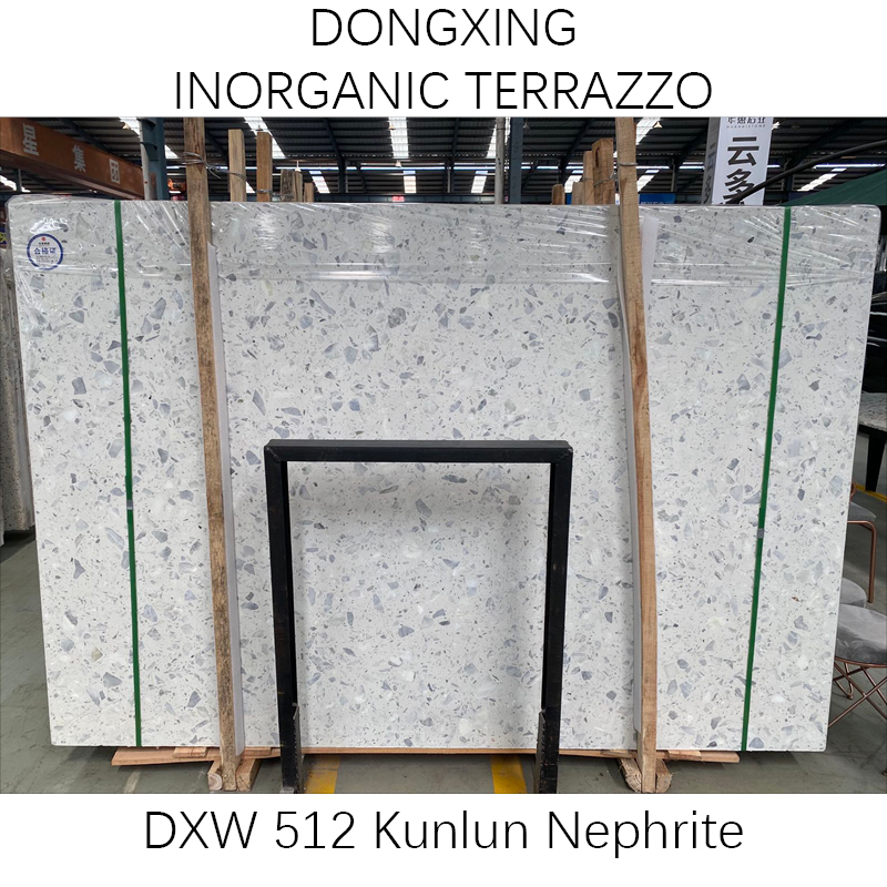 Kunlun fehér jade terrazzo kőlapok padlóhoz és falhoz