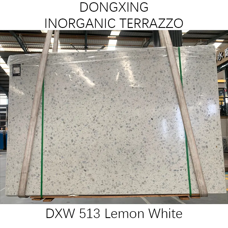 Tuile de grande dalle de terrazzo inorganique blanc citron