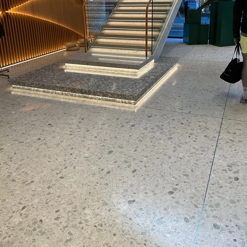 Tuile de grande dalle de terrazzo inorganique blanc citron
