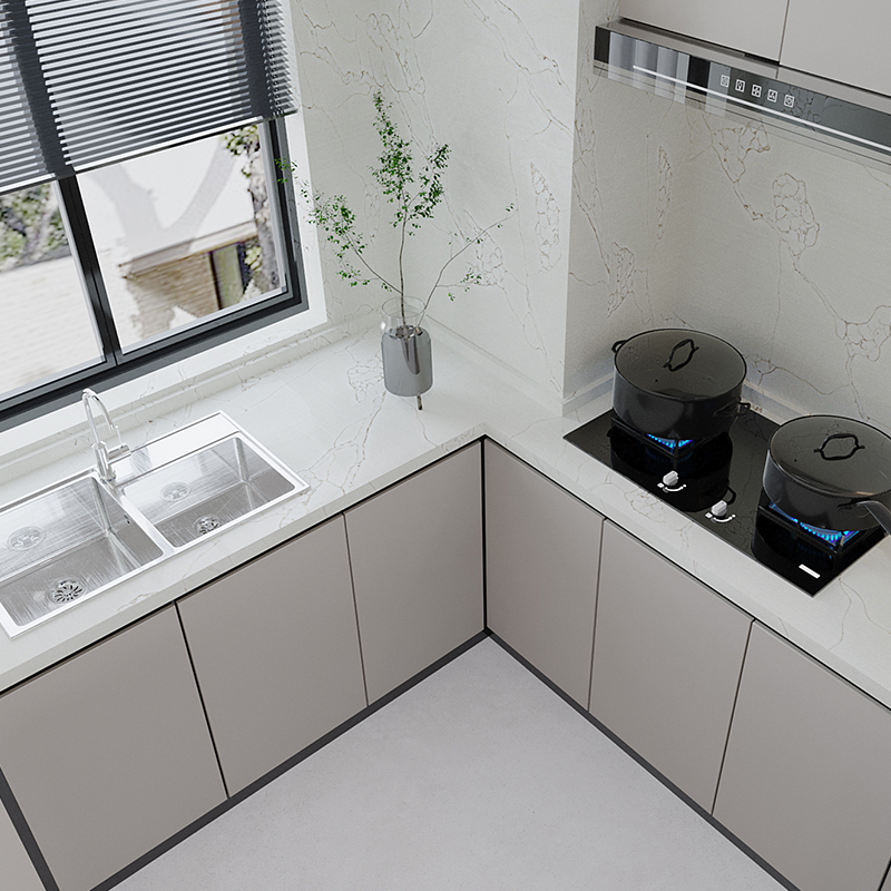 Carrara Thin Vein Artificial Kitchen Quartz Wall