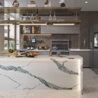 Carrara fekete vénás modern konyhai kvarc kőlap