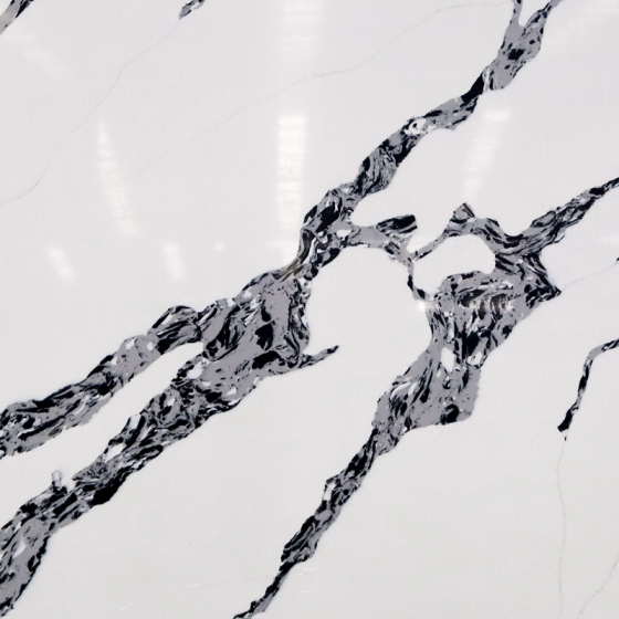 clear balck vein kitchen quartz floor tile