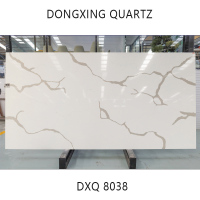 White decorative kitchen quartz island slab