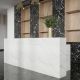 white decorative kitchen quartz island slab