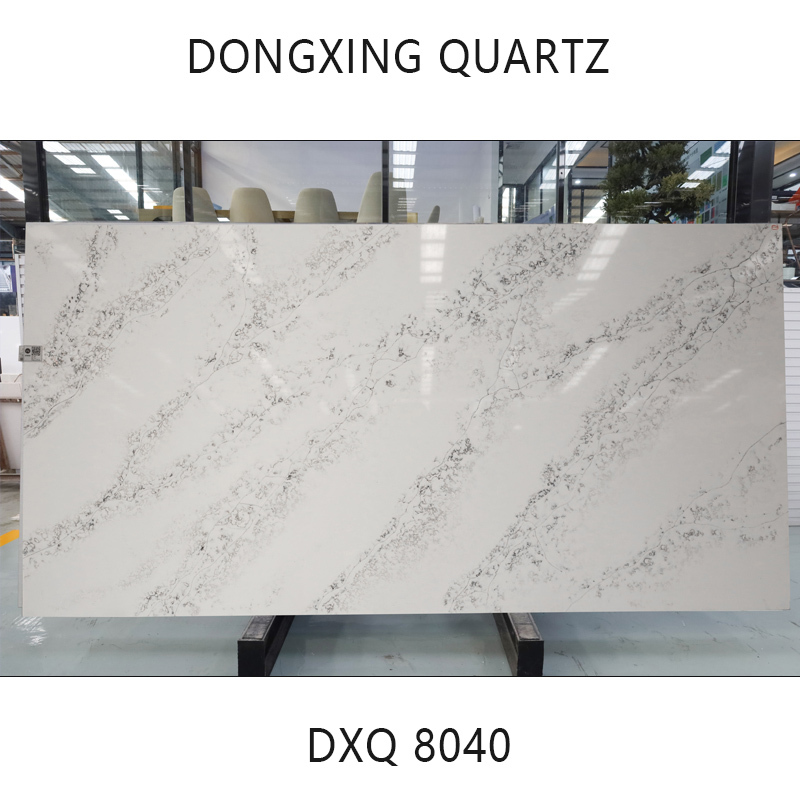 White bathroom artificial quartz island slab