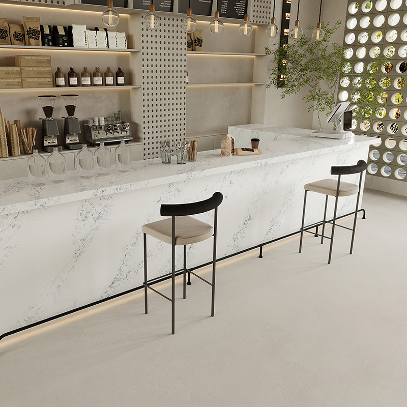 White bathroom artificial quartz island slab