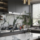 carrara black vein kitchen quartz island slab