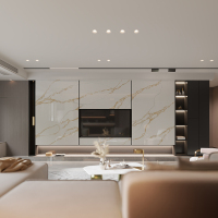 dalle d'îlot de cuisine moderne en quartz à veines d'or