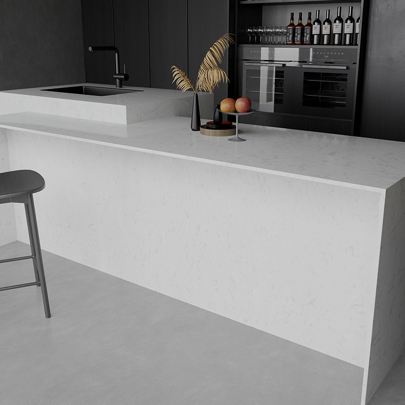 白い人工石英デザインの洗面台用スラブストーン