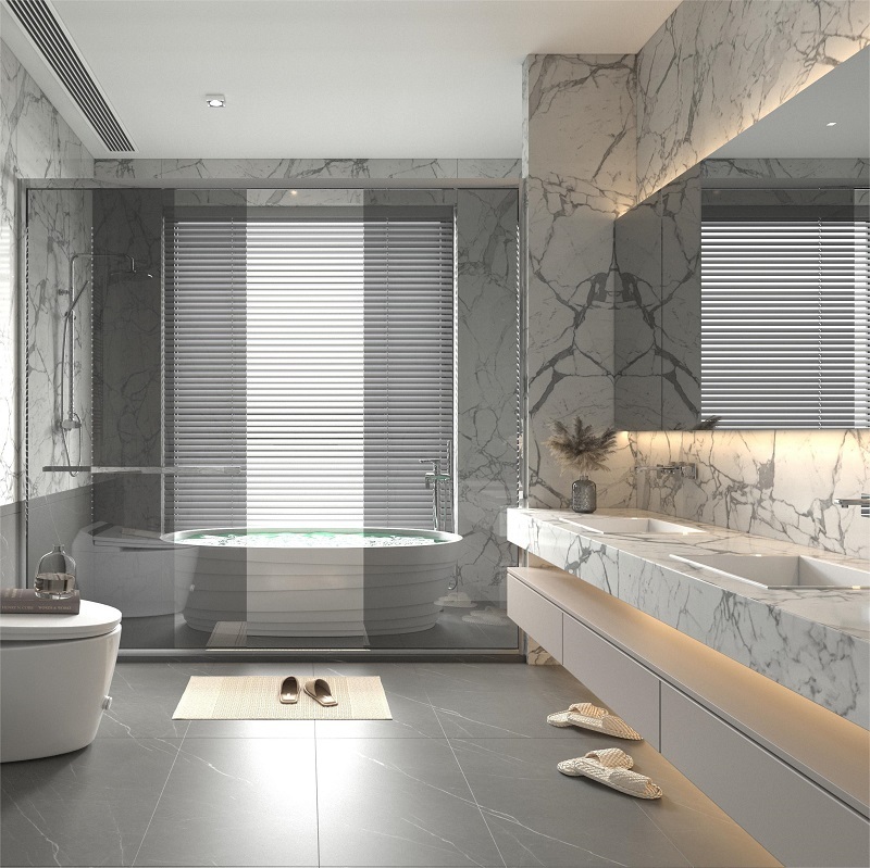 بلاطة رخام مطبخ باللون الأبيض