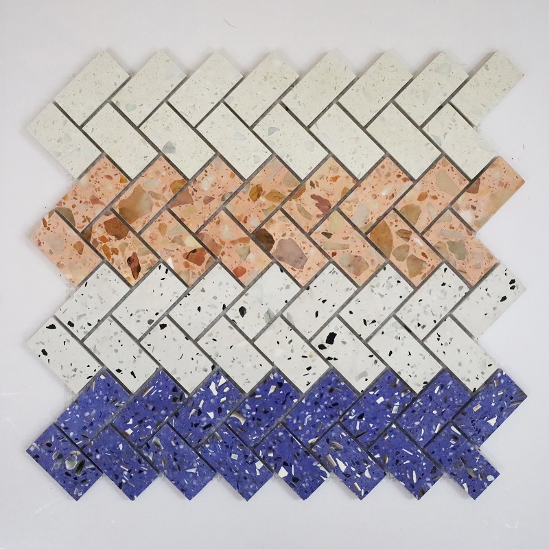 Carreaux de mosaïque en pierre de galets de marbre hexagonaux