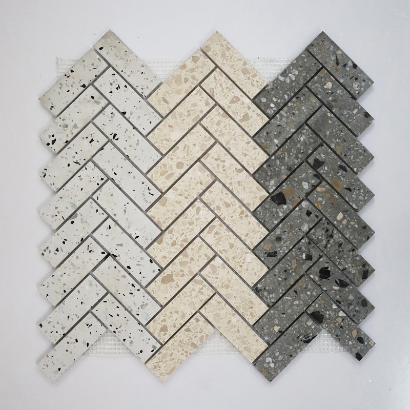 Carreaux de mosaïque en pierre de galets de marbre hexagonaux