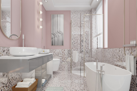 Terrazzo stone floor wall scene decoration