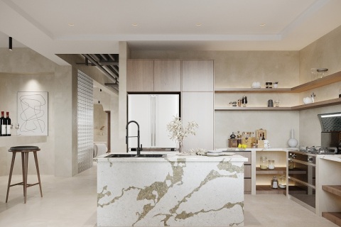 Quartz kitchen island decorative slabs