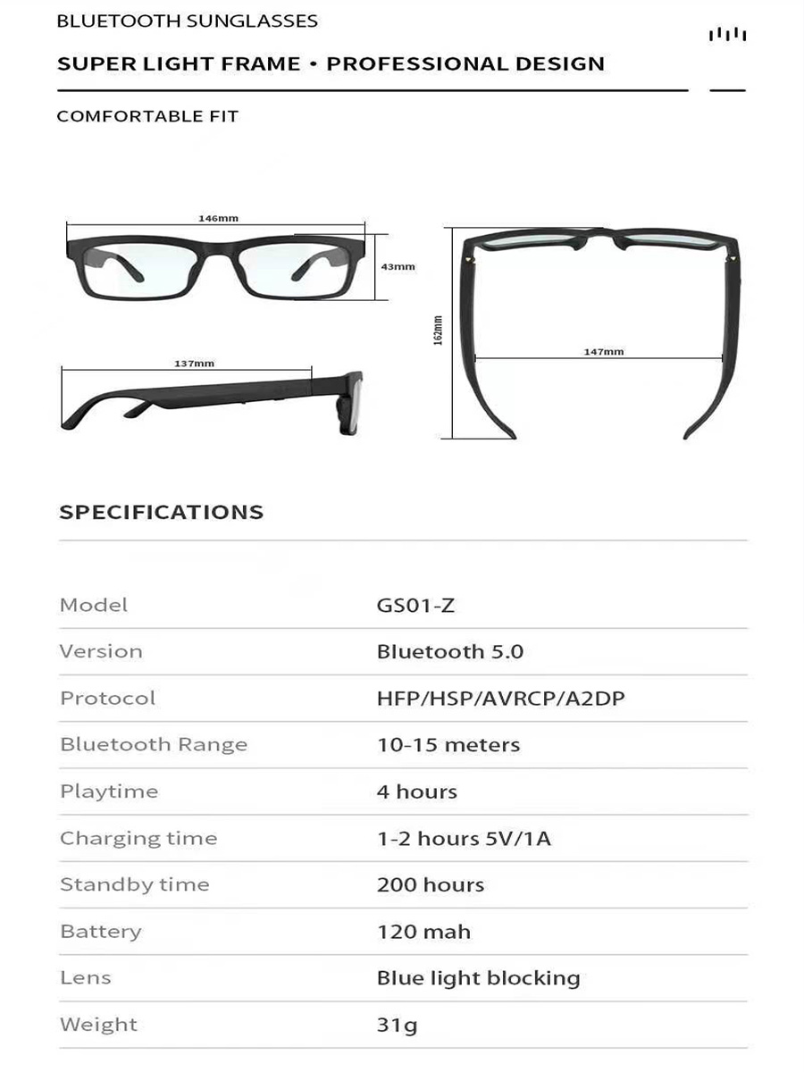 Supply Stereo Wireless Headset Eyewear Headphone Sound Glasses For Men ...