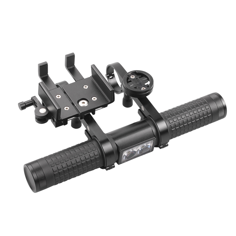 Extended Handlebar Mounted Power Bank Phone Holder Bike Light Set