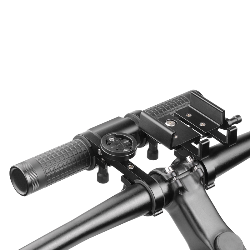 Extended Handlebar Mounted Power Bank Phone Holder Bike Light Set