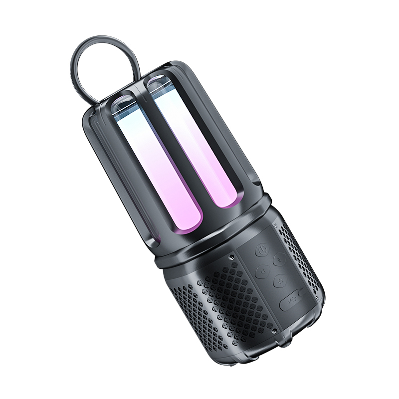 Outdoor waterproof portable speaker with lamp and handle for camping