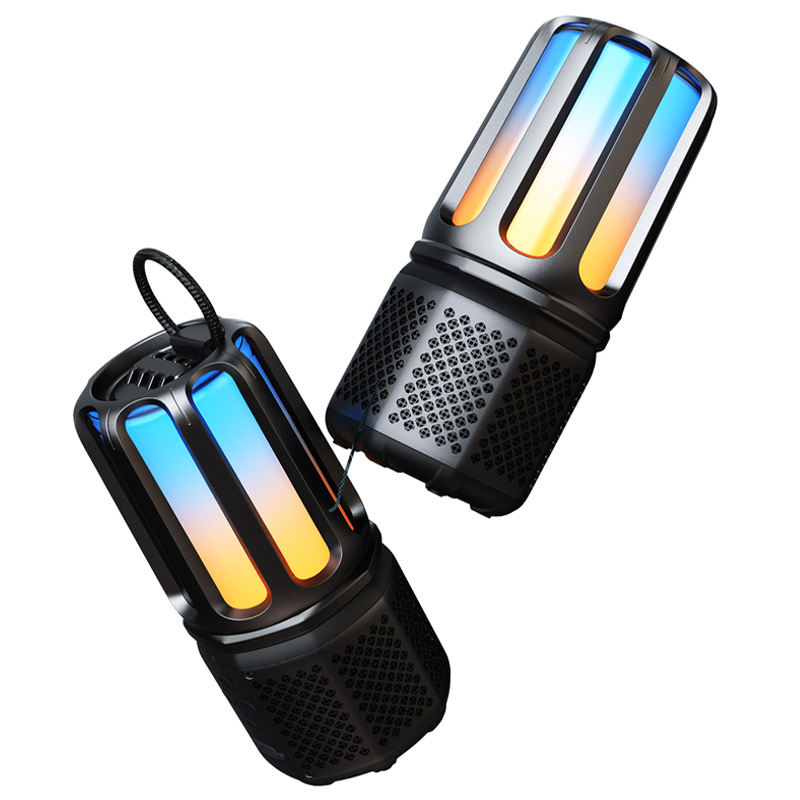 Outdoor waterproof portable speaker with lamp and handle for camping