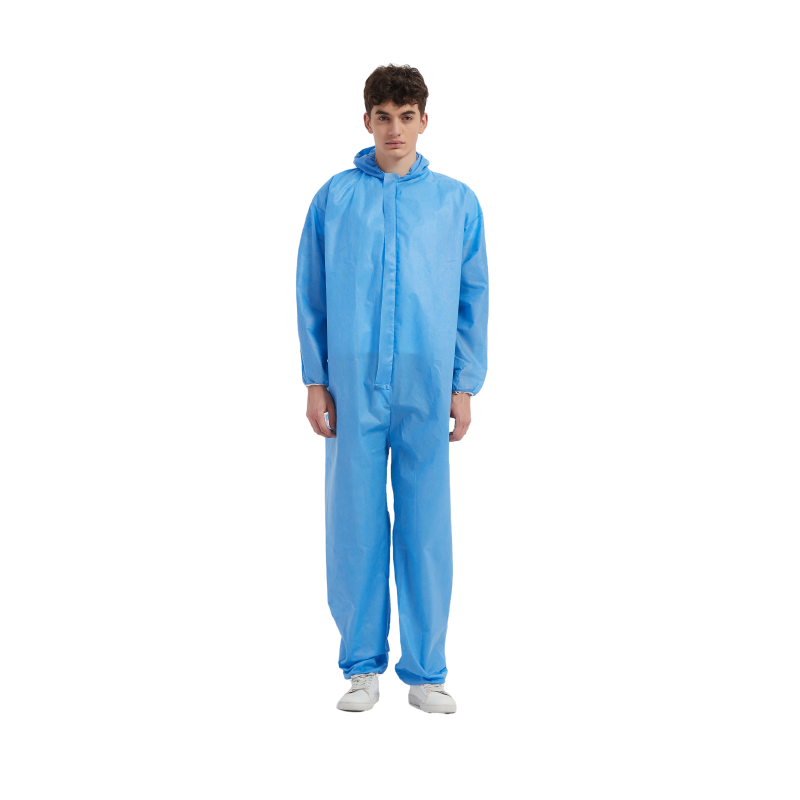 SMS Elastic Cuff Disposable White Coverall Protective Clothing Non-woven Fabric