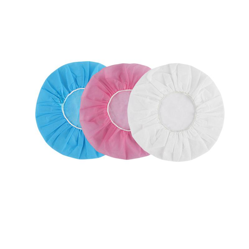 21inch White Blue Nonwoven Disposable Round Nurse Cap Mob Surgical Mob Cap