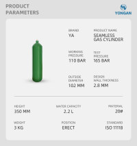 2.2L 102MM SEAMLESS GAS CYLINDER Tank Cylinder