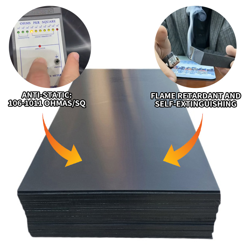 Black Colors Uv Resistance Anti-static Hmwpe Pe-500 Polyethylene Sheet With 0.5 Mio.g/mol Temperature Range -200℃ To 100℃