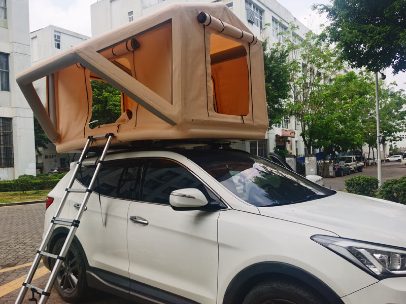 A Car Roof Tent With Assembled Driving Outdoor Tours